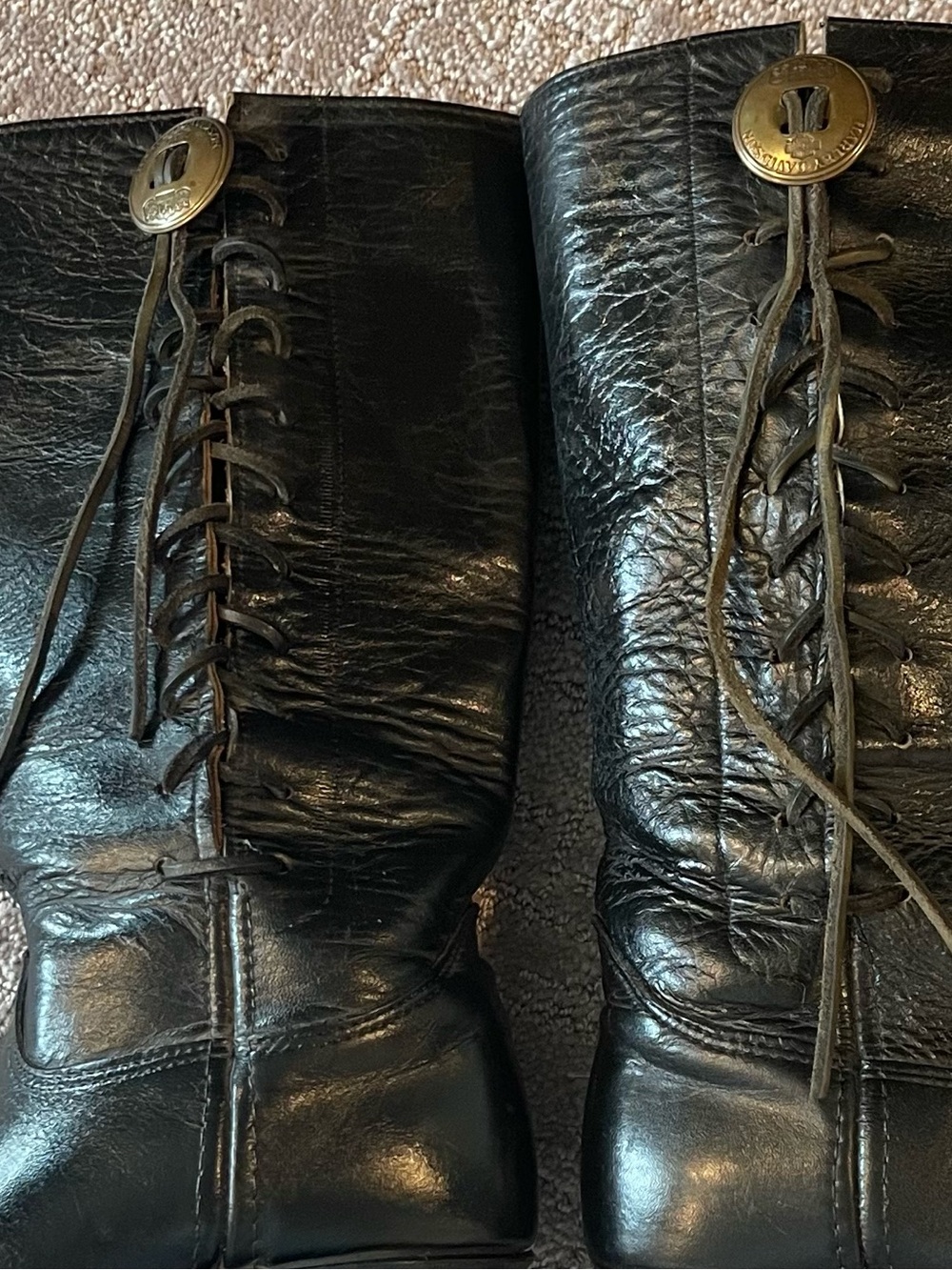 Harley Davidson 80’s Vintage Leather, Side Lace Concho Boots, Black, Western, 9 - Picture 10 of 14